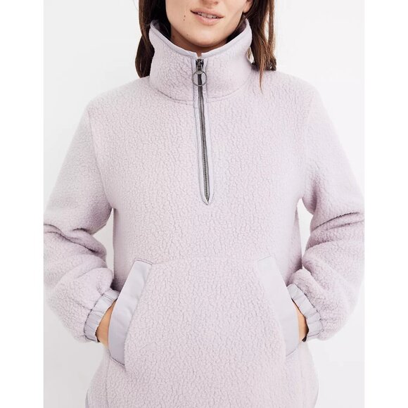 Madewell Jacket Popover Polartec Fleece Purple Long Sleeve Pocket - Picture 2 of 12